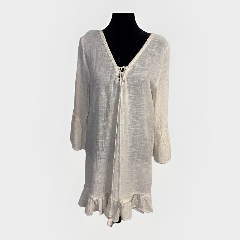 Z &‎ L European Boho Low Back Dress Tassels Ostrich Feathers Size Large